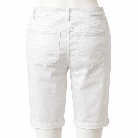 Gloria Vanderbilt White Denim Shorts – Size 14 – Slimming Fit – NEW (Washed, Nev - Picture 4 of 5